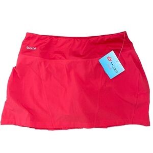 Bolle Dri Tech Skort - L red back pleated , polyester spandex,NWT